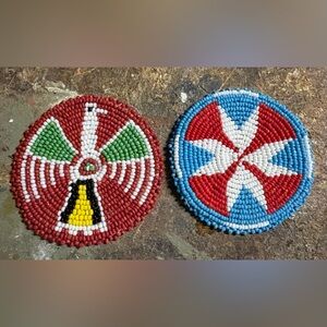 3” hand beaded rosettes vintage